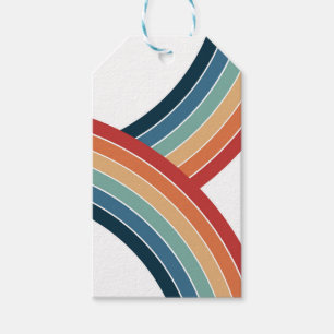 Étiquettes-cadeau Décor couleur double rétro style arc-en-ciel
