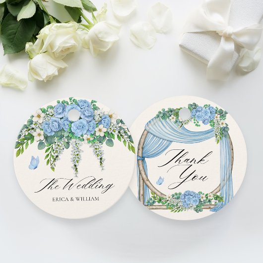 Étiquettes Cadeau Décor de fleurs bleues