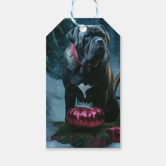Étiquettes-cadeau Décor de Noël Cane Corso Snowy Sleigh (Devant)