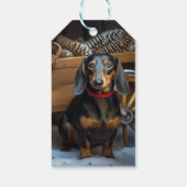 Étiquettes-cadeau Décor de Noël Dachshund Snowy Sleigh (Dos)