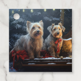 Étiquettes Cadeau Décor de Noël de Terrier australien Snowy Sleigh