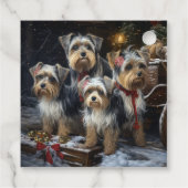 Étiquettes Cadeau Décor de Noël du Biewer Terrier Snowy Sleigh (Dos)