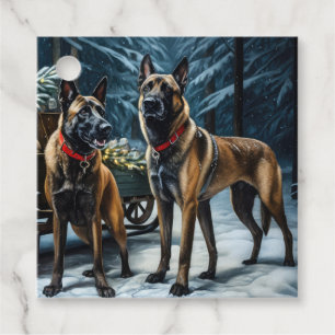 Étiquettes Cadeau Décor de Noël Malinoi Snowy Sleigh