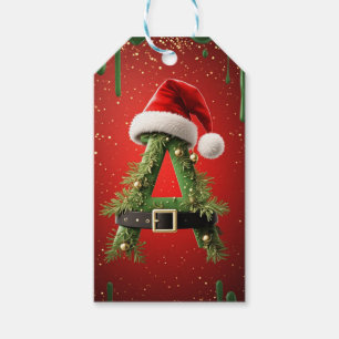 Étiquettes-cadeau Décor de Noël Pailleté A pour Nom