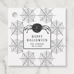 Étiquettes Cadeau Décor du Web Party Halloween Black White Spider