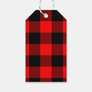 Étiquettes-cadeau Décor rouge et noir de contrôle de Buffalo de