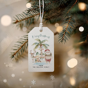 Étiquettes-cadeau Décorez les palmiers Noël tropical amusant