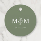 Étiquettes Cadeau Deep Sage Green Monogram Ampersand Script Wedding (Dos)