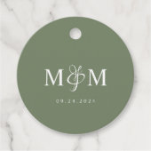 Étiquettes Cadeau Deep Sage Green Monogram Ampersand Script Wedding (Devant)