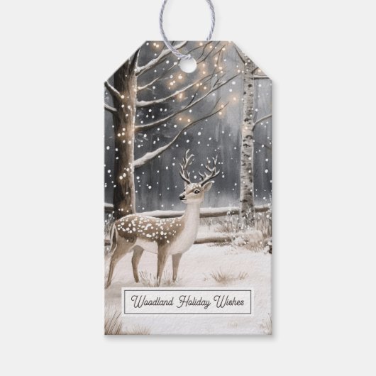 Étiquettes-cadeau Deer Winter Snow Christmas Gift Tag (Devant)
