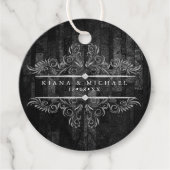 Étiquettes Cadeau Défilement gothique d'Hallomariage B&W ID866 (Devant)