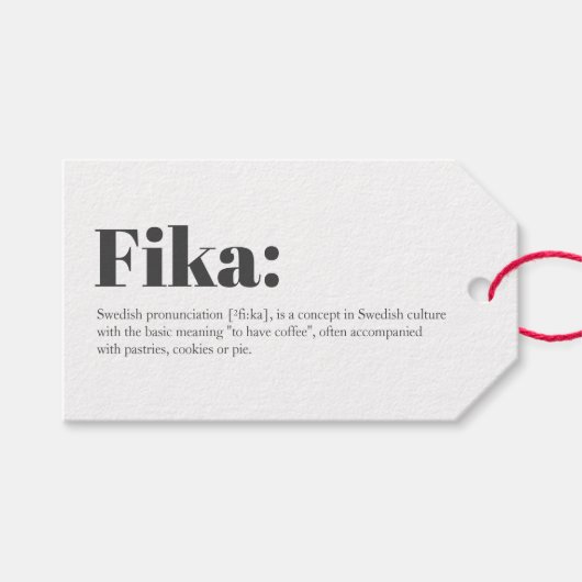 Étiquettes-cadeau Définition suédoise FIKA (Devant (Horizontal))
