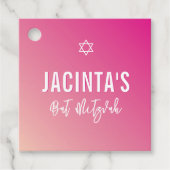 Étiquettes Cadeau dégradé rose vif étoile moderne bat mitzvah (Devant)