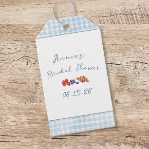 Étiquettes-cadeau Déjeuner Élégant de Mariage Estival à Carreaux Ble