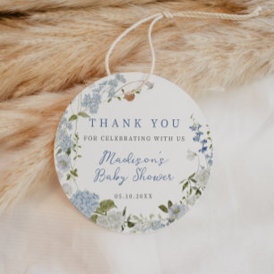 Étiquettes Cadeau Délicat Baby shower Floral Bleu