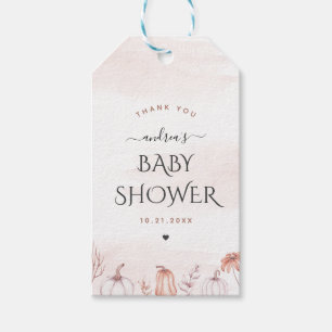 Étiquettes-cadeau Délicat Citrouille de chute rose douce Baby shower