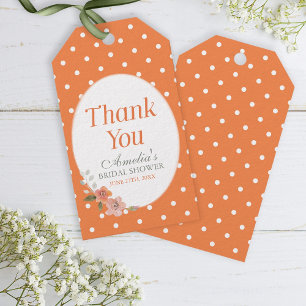 Étiquettes-cadeau Délicat Merci de Fête des mariées Orange Floral