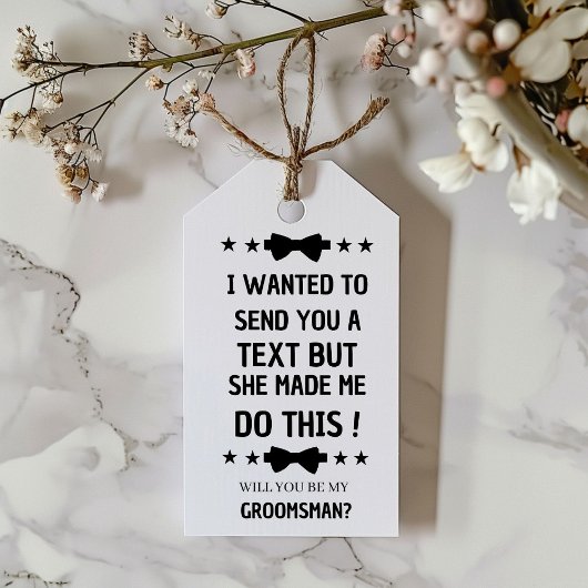 Étiquettes-cadeau Demande originale aux garçons d'honneur | Demande 