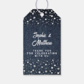 Étiquettes-cadeau Denim Diamonds Pearls Blue Couple Wedding shower (Devant)
