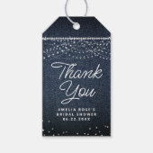 Étiquettes-cadeau Denim Diamonds Rustic Lights Script Merci (Devant)