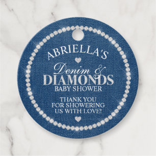 Étiquettes Cadeau Denim Élégant et Diamants