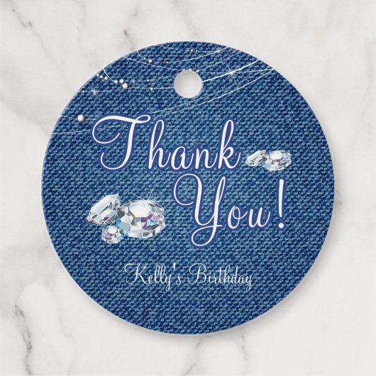 Étiquettes Cadeau Denim et diamants (Devant)