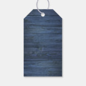 Étiquettes-cadeau Dentelle en bois bleu rustique Fleurs blanches Mas (Dos)