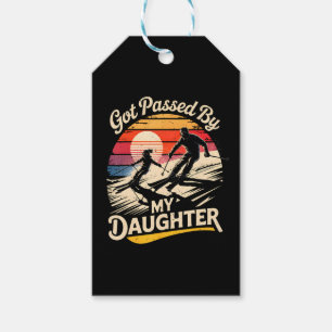 Étiquettes-cadeau Dépassé par ma fille drôle de ski amateur de ski