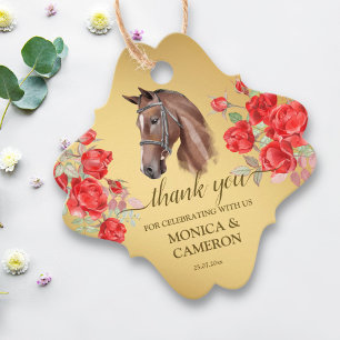 Étiquettes Cadeau Derby cheval fête équestre élégant cheval brun