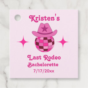Étiquettes Cadeau Dernier Rodeo Pink Disco Cowgirl Bachelorette