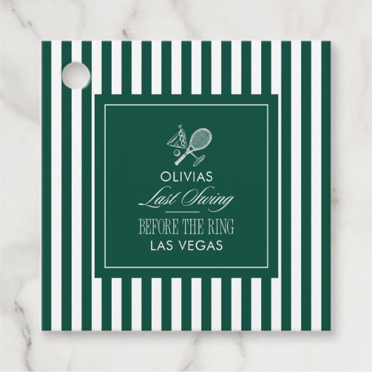 Étiquettes Cadeau Dernier Swing avant l'anneau vert enterrement de v (Devant)