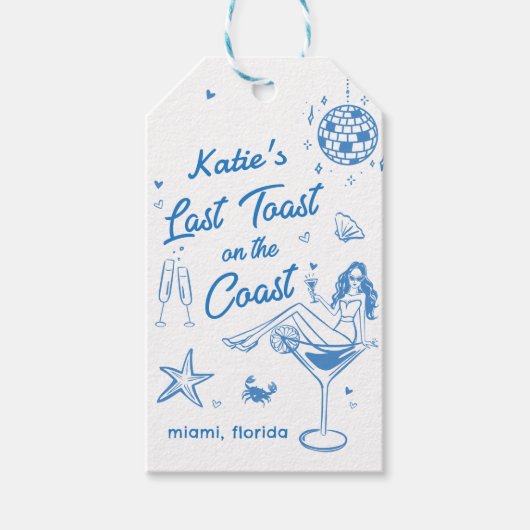 Étiquettes-cadeau Dernier Toast Coast en Whimsical Bachelorette (Devant)