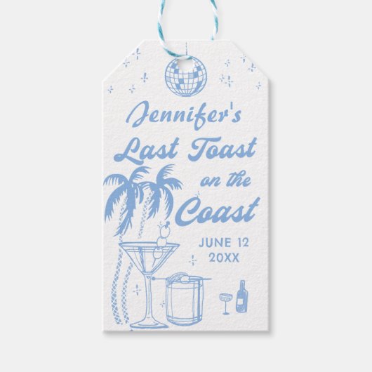 Étiquettes-cadeau Dernier Toast Sur La Côte Bachelorette Fête Côtièr (Devant)