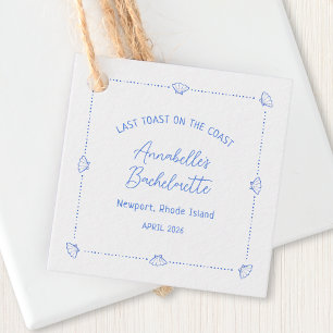 Étiquettes Cadeau Dernier toast sur la Côte Bachelorette Party Blue