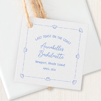 Étiquettes Cadeau Dernier toast sur la Côte Bachelorette Party Blue