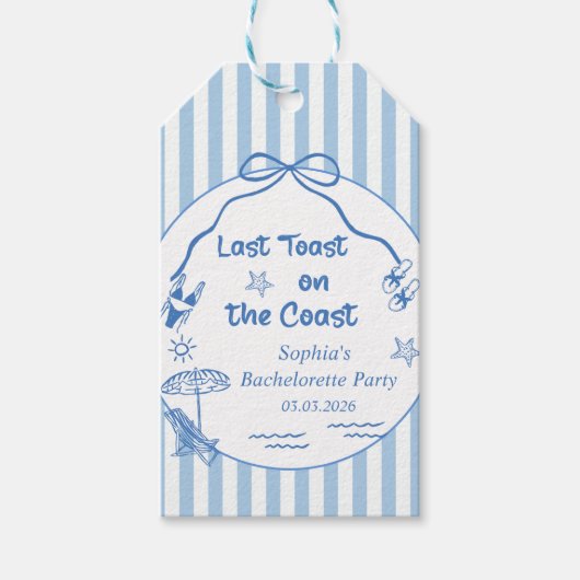 Étiquettes-cadeau Dernier Toast Sur La Côte Bachelorette Week-End (Devant)