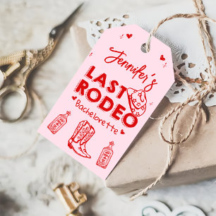 Étiquettes-cadeau Dernière Rodeo Rose Red Cowgirl Bachelorette Party