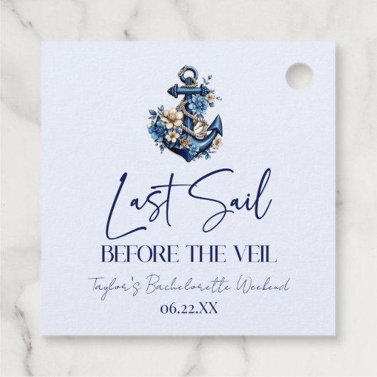 Étiquettes Cadeau Dernière voile avant Veil Bachelorette Week-end (Dos)