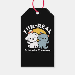 Étiquettes-cadeau Des amis vrais pour toujours   Cute Cat & Chien Du