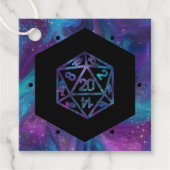 Étiquettes Cadeau Dés RPG | Nebula Retro Tabletop Gamer Merci (Devant)