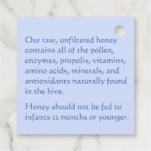 Étiquettes Cadeau Description du miel Balise d'abeille à fleurs bleu (Dos)