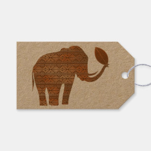 Étiquettes-cadeau Design d'art tribal des éléphants