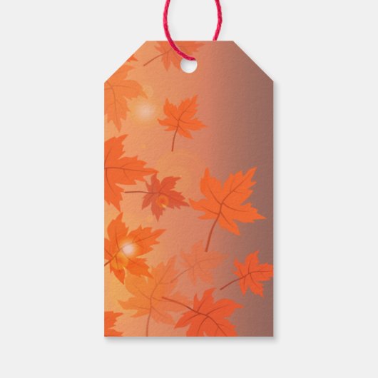 Étiquettes-cadeau Design d'automne avec feuilles d'érable et effet b (Dos)