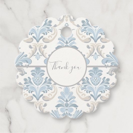 Étiquettes Cadeau Design de défilement bleu et gris (Devant)