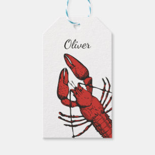 Étiquettes-cadeau Design de homard rouge de style vintage