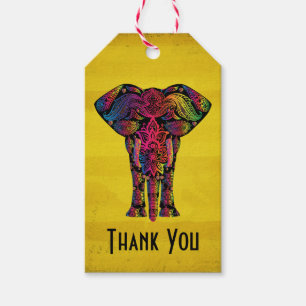 Étiquettes-cadeau Design élégant Eléphant Gras Couleurs brillantes M