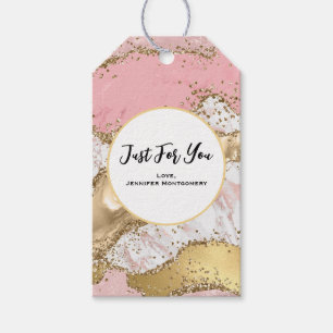 Étiquettes-cadeau Design Rose de luxe en marbre rose or