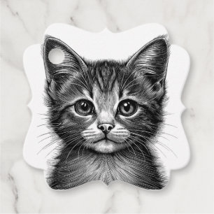 Étiquettes Cadeau Dessin adorable de Young Cat