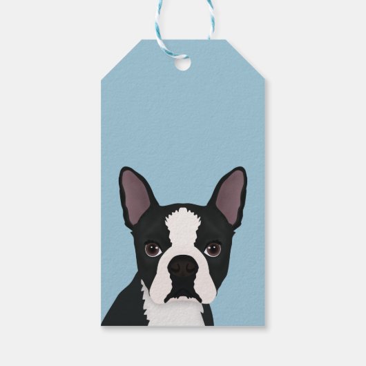 Étiquettes-cadeau dessin animé de boston terrier (Dos)