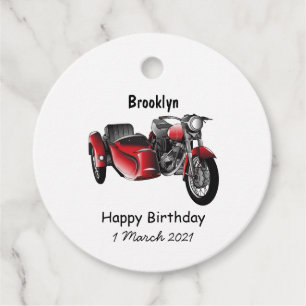 Étiquettes Cadeau dessin animé de la moto Sidecar